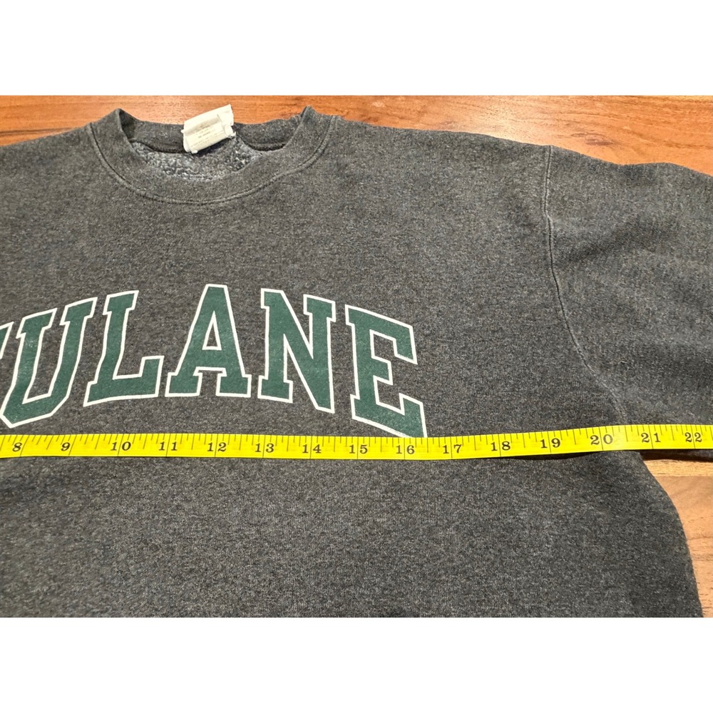 Champion Tulane University Sweatshirt M Gray Green Wave College Crewneck Y2K - Picture 5 of 8